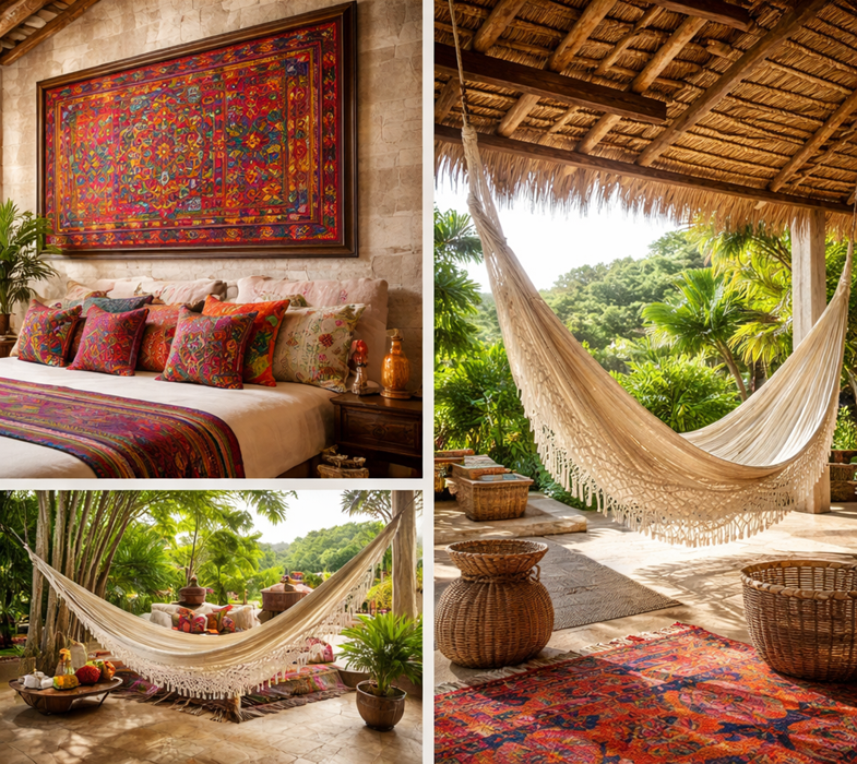 Textiles que cuentan historias: aguayos bolivianos, molas panameñas y hamacas yucatecas en espacios de lujo